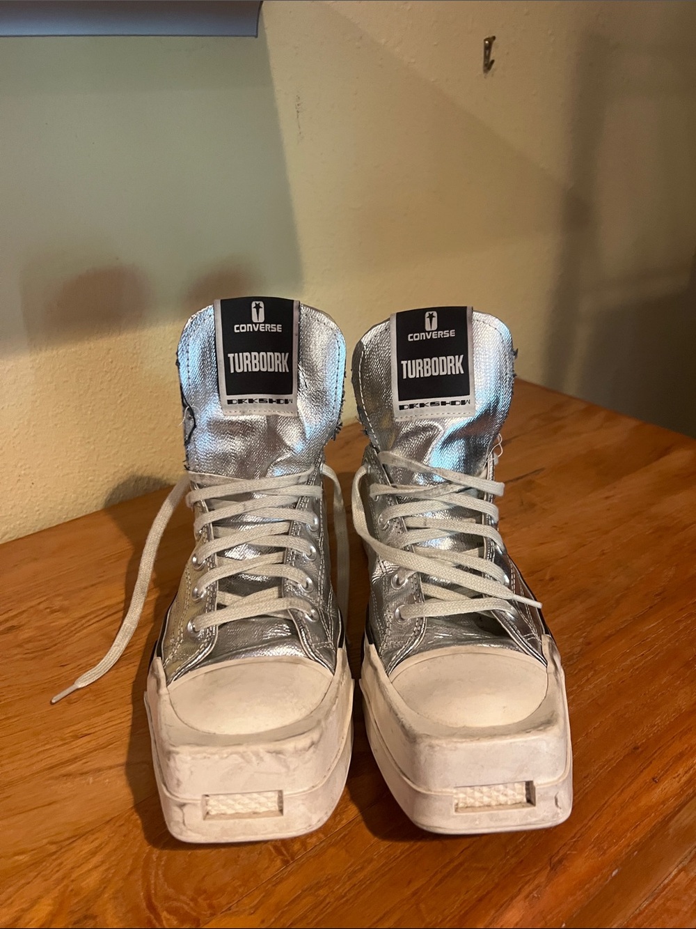 Converse TURBODRK Silver Metallic High-Top Platform Sneakers